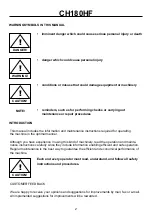 Preview for 2 page of Farmi Forest Corporation CH180HF Operation, Maintenance And Spare Parts Manual