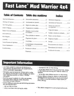 Preview for 2 page of Fast Lane Mud Warrior 4x4 0511 Operator'S Manual With Assembly Instructions