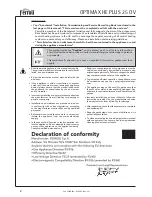 Preview for 2 page of Ferroli OPTIMAX HE PLUS 25 OV Instructions For Use, Installation And Maintenance