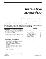 Preview for 1 page of Frigidaire FTF2140F Installation Instructions Manual