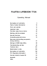 Preview for 3 page of Fujitsu lifebook t726 Operating Manual