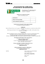 Preview for 2 page of Garbin TZ H20 Use & Maintenance Manual