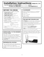 Preview for 7 page of GE GTH16BBXYRCC and Owner'S Manual And Installation Instructions