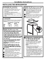 Preview for 20 page of GE PFSF5NFWBB Owner'S Manual And Installation Instructions