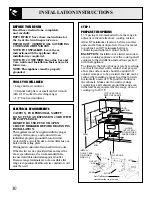 Preview for 30 page of GE Self-Cleaning Electric Range Use And Care & Installation Manual