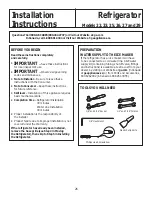 Preview for 26 page of GE SIDE-BY-SIDE REFRIRATOR 22 Owner'S Manual And Installation