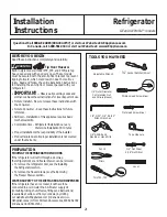 Preview for 21 page of GEAppliances GE SERIES Owner'S Manual And Installation Instructions