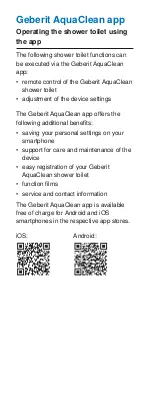 Preview for 8 page of Geberit aquaclean sela Quick Start Manual