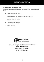 Preview for 5 page of Geemarc PHOTOPHONE 450 Manual