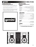 Preview for 7 page of Gemini CDM-3700G Operation Manual