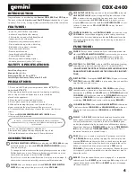 Preview for 4 page of Gemini CDX 2400 Operation Manual