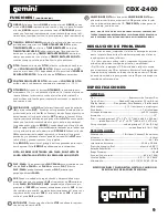 Preview for 9 page of Gemini CDX 2400 Operation Manual