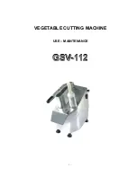 General Food Service GSV-112 Use And Maintenance Manual preview