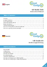 GreatGadgets LED Studio Clock Instruction Manual preview