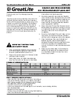 Preview for 2 page of GreatLite EXPE81-E02 Operating Instructions And Parts Manual