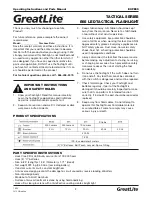 Preview for 2 page of GreatLite TACTICAL EXPE65 Operating Instructions And Parts Manual