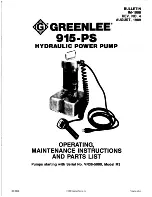 Preview for 1 page of Greenlee 915-PS Operating, Maintenance And Parts Manual