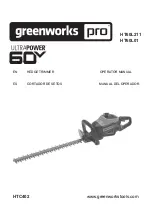 Preview for 2 page of GreenWorks Pro HT60L01 Operator'S Manual