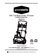 GreenWorks 40V 20'' Cordless Snow Thrower 2600200 Owner'S Manual preview