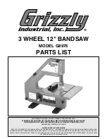 Preview for 1 page of Grizzly G8976 Parts List