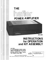 Hafler DH-200 Instructions For Assembly And Operation Manual preview