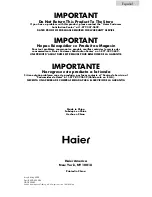 Preview for 75 page of Haier GDG900AW User Manual And Installation Instructions