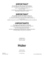 Preview for 44 page of Haier HRF15N3BGF Installation And User Manual