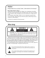 Preview for 2 page of Haier P42LV6-T1 Owner'S Manual