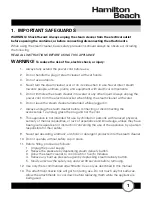 Preview for 3 page of Hamilton Beach HB-165 Owner'S Manual