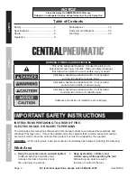 Preview for 2 page of Harbor Freight Tools 60239 Owner'S Manual & Safety Instructions