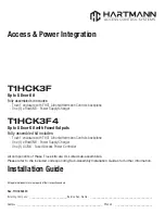 Preview for 1 page of Hartmann T1HCK3F Installation Manual