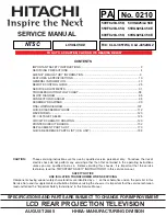 Preview for 1 page of Hitachi 50VF820 - 50" Rear Projection TV Service Manual