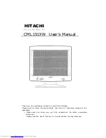 Preview for 1 page of Hitachi CML151XW User Manual