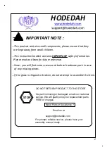 Preview for 2 page of Hodedah HI 599 TWIN Assembly Instructions Manual