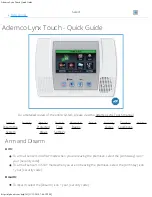 Preview for 1 page of Honeywell Ademco Lynx Touch Quick Manual