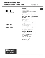 Hotpoint Ariston AQUALTIS AQM8D49UH Instructions For Installation And Use Manual preview