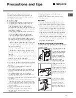 Preview for 11 page of Hotpoint AQUALTIS AQM8D 69 I Instructions For Installation And Use Manual