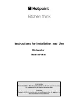 Hotpoint BFV680 Instructions For Installation And Use Manual preview