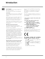 Preview for 2 page of Hotpoint HUE 62 Instructions For Installation And Use Manual