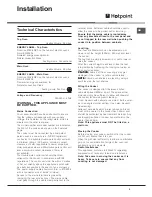 Preview for 3 page of Hotpoint HUE 62 Instructions For Installation And Use Manual