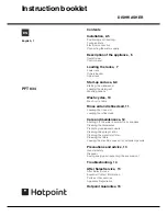 Preview for 1 page of Hotpoint PFT834 Instruction Booklet