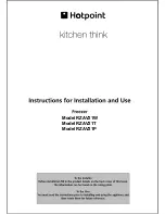 Hotpoint RZAV21P Instructions For Installation And Use Manual preview