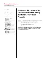 Preview for 1 page of HP Compaq t1010 Installation Manual