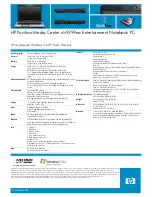 Preview for 2 page of HP Pavilion Media Center dv9399ea Specification Sheet