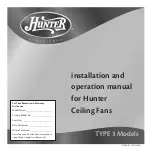 Preview for 1 page of Hunter 21617 Installation And Operation Manual