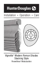 Preview for 1 page of HunterDouglas Vignette Modern Roman Shades Installation Operation Care