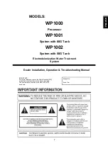 Preview for 2 page of HydroNovation WP1 Series Installation, Operation And Troubleshooting Instructions