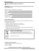 Preview for 2 page of Ice i20NBT Operator'S & Parts Manual