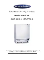 Preview for 1 page of Iceking IKBU201AP Installation And Operating Instructions Manual