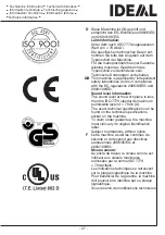 Preview for 27 page of IDEAL 2360-60 CC Operating Instructions Manual